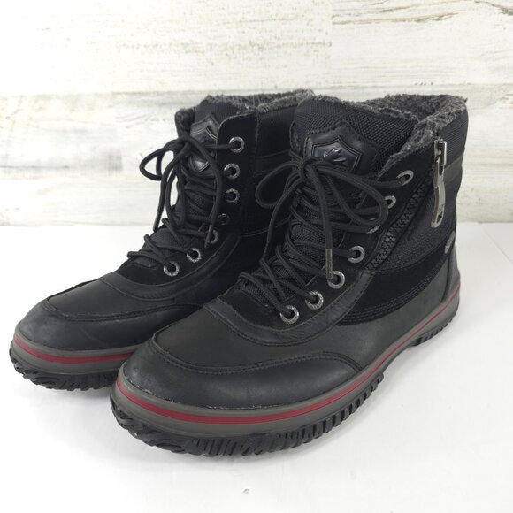 PAJAR CANADA SNOWSLIDE MEN'S SZ 10 BLACK LEATHER WATERPROOF BOOTS LACE UP ZIPPER